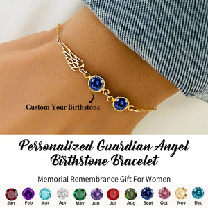 Personalized Custom Birthstone Angel Wing Bracelet For Women - Gift For Christmas