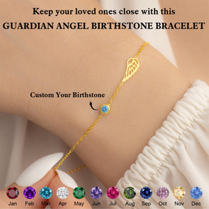 Personalized Custom Birthstone Angel Wing Bracelet For Women - Gift For Christmas