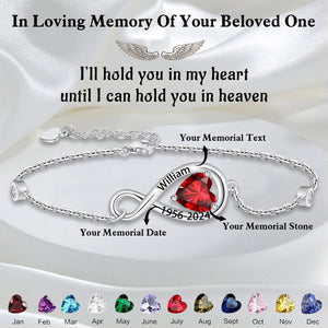 Personalized Name Heart Birthstone Memorial Bracelet