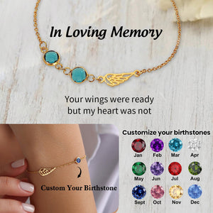 Personalized Custom Birthstone Angel Wing Bracelet For Women - Gift For Christmas