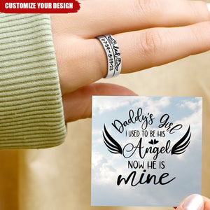 Daddy's Girl I Used To Be His Angel Now He is Mine Personalized Wings Memorial Ring