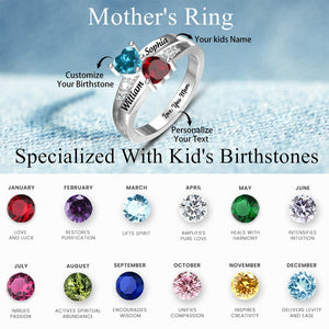 Love You Mom Personalized Heart Cluster Birthstone Ring