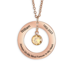 Personalized Birthstone Circle Memorial Necklace