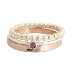 Personalized Name Birthstone Stackable Memorial Ring