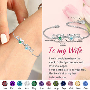 Personalized Couple Birthstones And Names Heart Bracelet