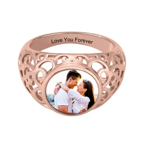 Personalized Custom Text Upload Photo Sterling Silver Ring