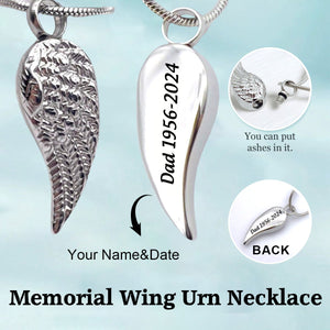 Personalized Memorial Custom Text Wing Urn Necklace Ashes Keepsake