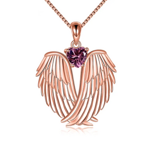 Personalized Angel Wings With Birthstone Memorial Necklace