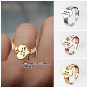 Personalized Custom Name&Date Memorial Adjustable Ring