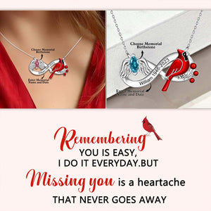 Personalized Cardinal Birthstone Memorial Necklace