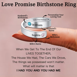 Personalized Name Birthstone Love Promise Adjustable Ring