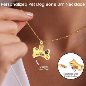 Personalized Memorial  Pet Dog Bone Urn Necklace - Gift For Pet Lovers