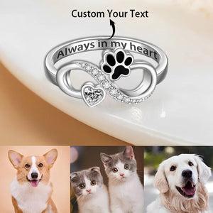 Personalized Pet Paw Memorial Ring - Gift For Pet Lovers