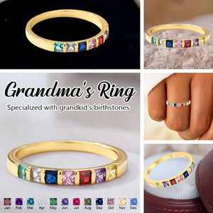 Personalized Grandma Mom Family Birthstone Ring