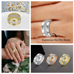 Personalized Engraved Names Stackable Couple Ring