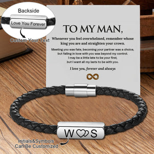 To My Man - Personalized Couples Braided Rope Bracelet