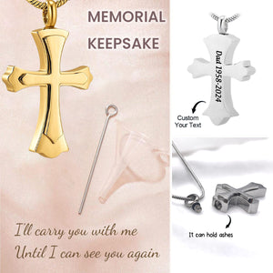 Personalized Memorial Custom Text Cross Urn Necklace - Gift For Lover