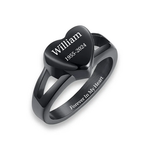 Personalized Stainless Steel Memorial Heart Urn Ring