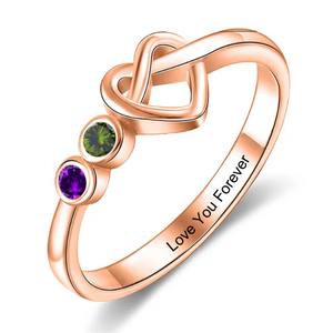 Personalized Double Birthstones Name Love Promise Ring