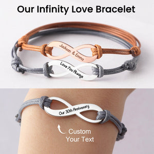 Personalized Custom Text Infinity Braided Rope Bracelet - Gift For Couple