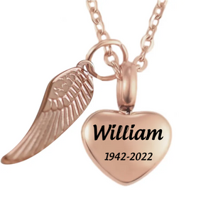 Personalized Heart Urn Pendant Necklace for Human Ashes