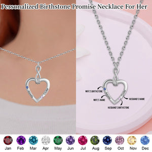 Personalized Double Birthstones Couple Heart Necklace