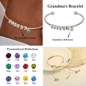 Personalized 1-8 Kids' Names Grandma/Mom Birthstone Family Bracelet