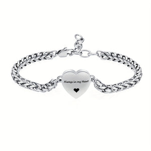 Always in my heart-Personalized Custom Name&Date Heart Urn Memorial Bracelet for Ashes