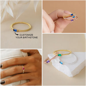 Personalized Twist Baguette Birthstone Memorial Ring - Gift For Christmas