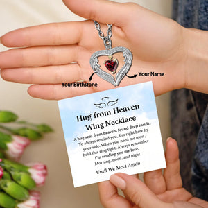 Personalized Heart Birthstone With Wings Memorial Necklace