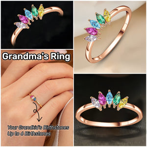 Personalized Grandma Mom Family Birthstone Ring