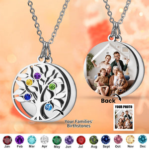 Personalized Grandma Mom 2-8 Family Tree Birthstones Christmas Necklace