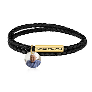 Personalized Memorial Upload Photo Leather Bracelet