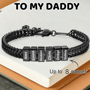 Personalized 1-8 Kids Names Family Stainless Steel Bracelet - Gift For Dad/Grandpa