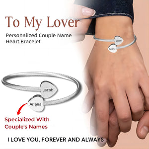 Custom Name Cuff Personalized Couples Bangle Bracelet - Gift For Christmas