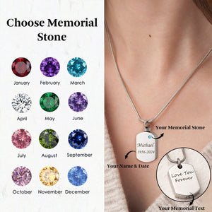 Personalized Birthstone Memorial Dog Tag Urn Necklace