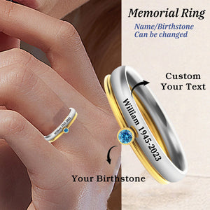 Personalized Name Birthstone Stackable Memorial Ring