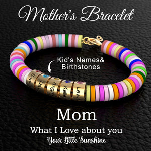 Personalized 1-8 Kids' Names Grandma/Mom Beads Birthstone Family Rainbow Bracelet