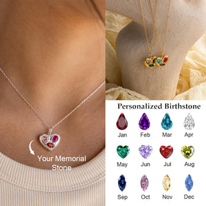 Personalized Memorial Mixed Birthstone Heart Necklace