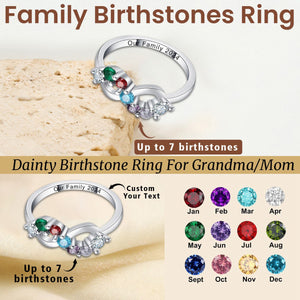 Personalized Grandma Mom Family Birthstone Ring