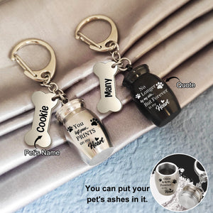 You Left Paw Prints On My Heart - Personalized Memorial Pet Urn Keychain