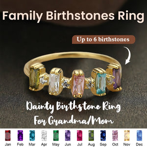 Personalized Grandma Mom Family 1-6 Birthstones Ring - Gift For Christmas