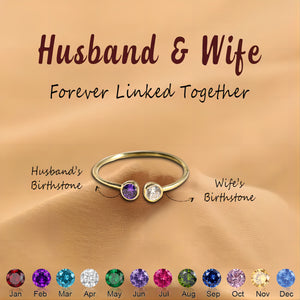 Personalized Couple Promise Double Birthstones Ring - Gift For Christmas