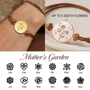 Personalized Grandma Mom 1-5 Family Birthflowers Bracelet