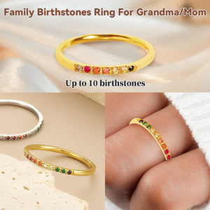 Gift For Grandma Mom Family Ring Personalized Mini Birthstone Ring