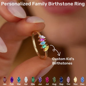 Personalized Grandma Mom Family Birthstone Ring