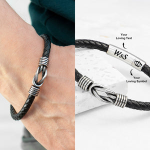 To My Man - Personalized Custom Symbol&Text Leather Bracelet