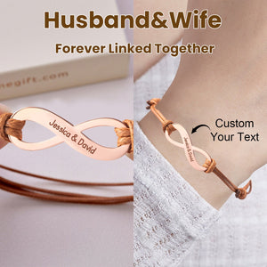 Personalized Custom Text Infinity Braided Rope Bracelet - Gift For Couple