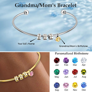 Personalized 1-8 Kids' Names Grandma/Mom Birthstone Family Bracelet