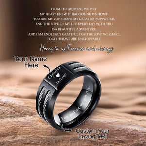 Personalized Custom Name & Text Promise Black Ring - Gift For Couple